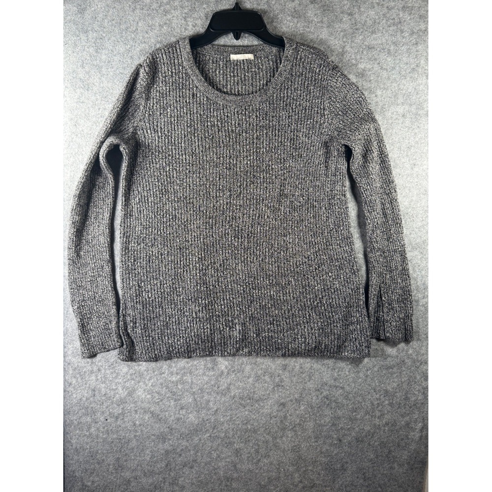HM Gray Marled Ribbed Knit Crew Neck Long Sleeve Sweater‎ Womens Medium